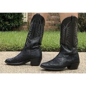 Nocona Black Snake Skin Western Cowboy Boots 7D Vintage Exotic Mens Boots Texas